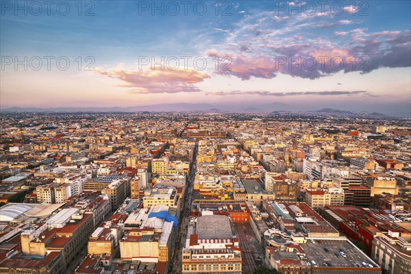 Panoramic view of Mexico City from the observation deck at the top of Latin American Tower (Torre