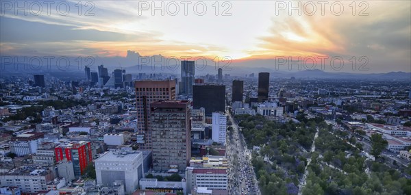 Panoramic view of Mexico City from the observation deck at the top of Latin American Tower (Torre