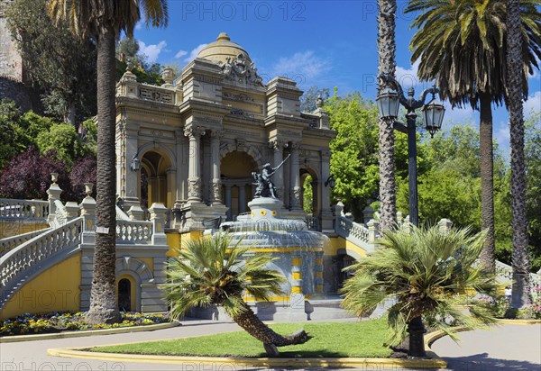 Hidalgo Castle Castillo Hidalgo hill, Santa Lucia Park and city lookout in Santiago de Chile