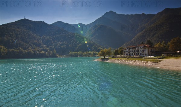 Lago di Ledro, mountain lake in Italy