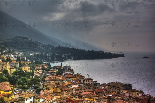 Malcesine on Lake Garda during a thunderstorm, Italy, Europe