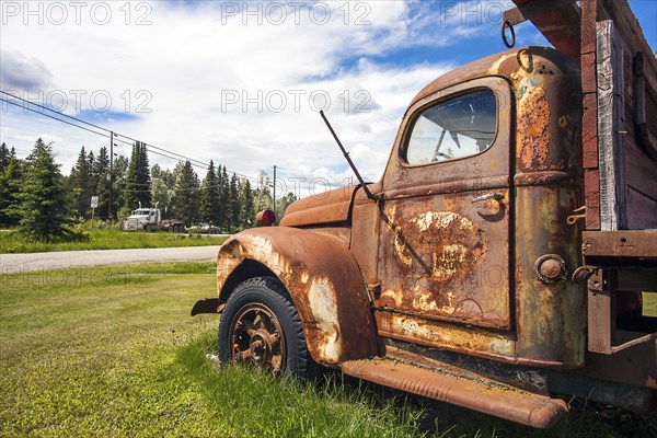 Prince George British Columbia Canada on June 15th 2018 Old truck on the roadside