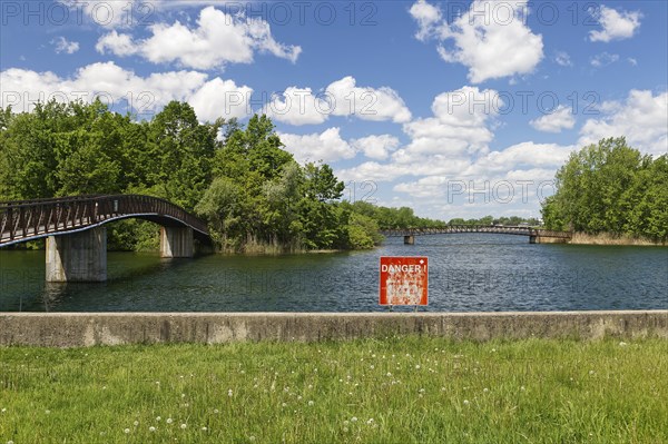Nature, footbridge, Island Regional Park, Saint Timothee, Saint Lawrence River, Province of Quebec,
