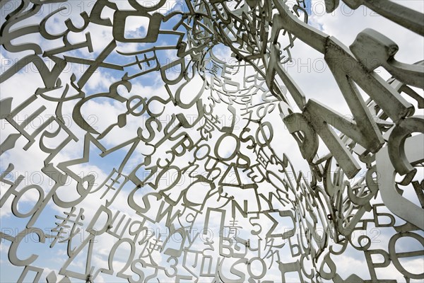 Würth Museum 2, sculpture We by Jaume Plensa, typography, letters, signs, Gaisbach, Künzelsau,