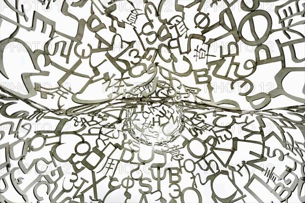 Würth Museum 2, sculpture We by Jaume Plensa, typography, letters, signs, Gaisbach, Künzelsau,