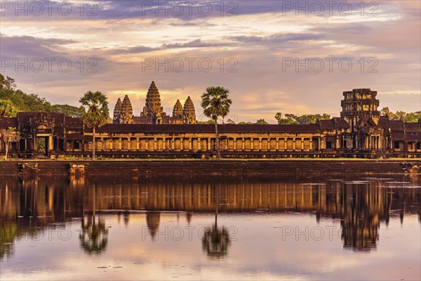 Angkor Wat temple with pool reflection