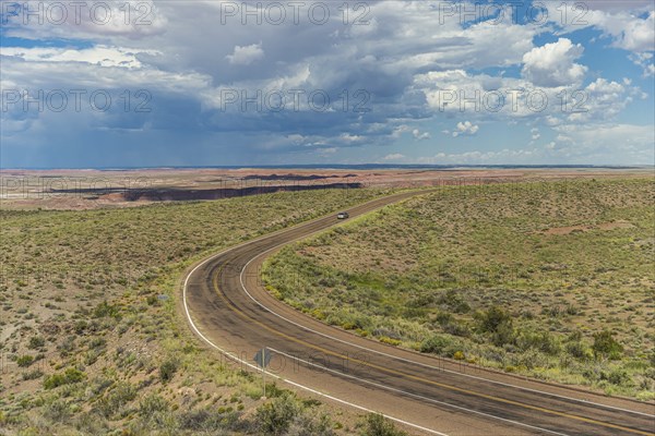 Scenic drive through the Petrified Forest National Park in Arizona