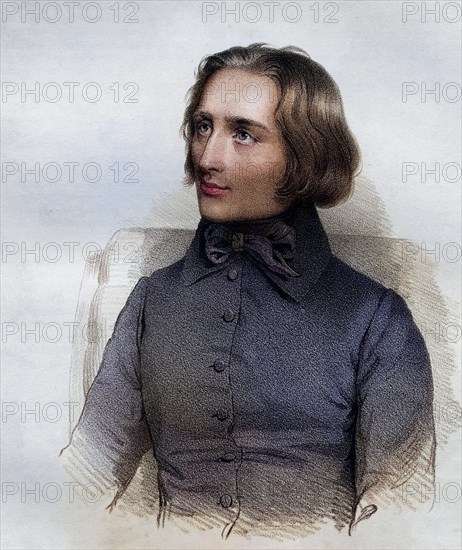 Franz Liszt, 1811-1886, Hungarian composer. Lithograph from the 19th century by Em. Baerentzen & Co