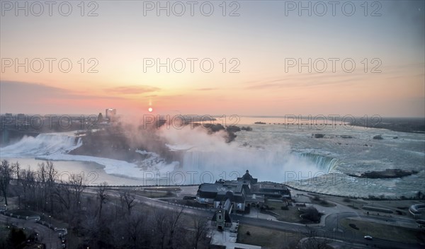 Spectacular sunrise at Niagara Falls, spring time