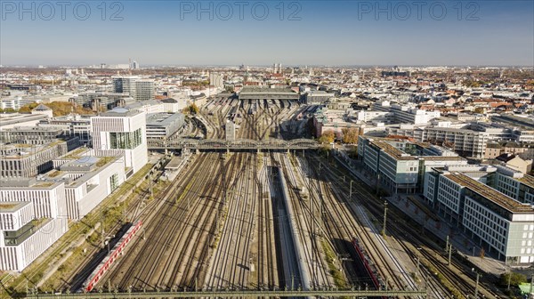 Railway tracks leading to Muenchen Hauptbahnhof