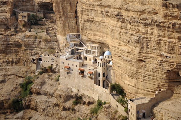 St. George Orthodox Monastery is located in Wadi Qelt. The sixth-century cliff-hanging complex,
