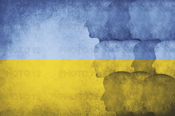 Immigration, refugees from Ukraine, asylem seekers, immigrants. silhouette of faces, human rights,