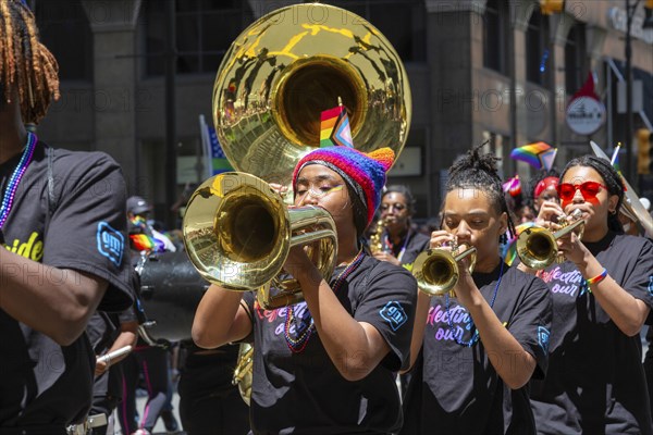 Detroit, Michigan USA, 9 June 2024, Gay, lesbian, bisexual, and transgender activists and their