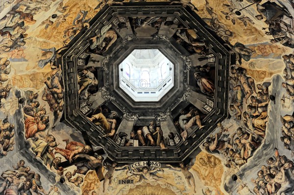 Interior view of the dome of the Basillica di Santa Maria del Fiore, Il Duomo di Firenze, Florence,