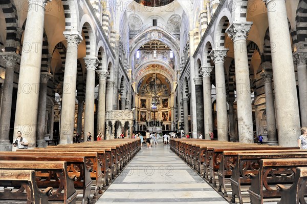 Interior, Cathedral of Santa Maria Assunta, Pisa, Tuscany, Italy, Europe, Interior of a Gothic