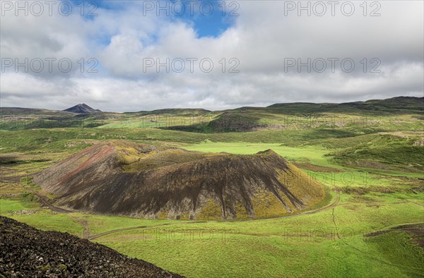 Grabrokarfell Crater (view from Grabrok) in the western region of Iceland