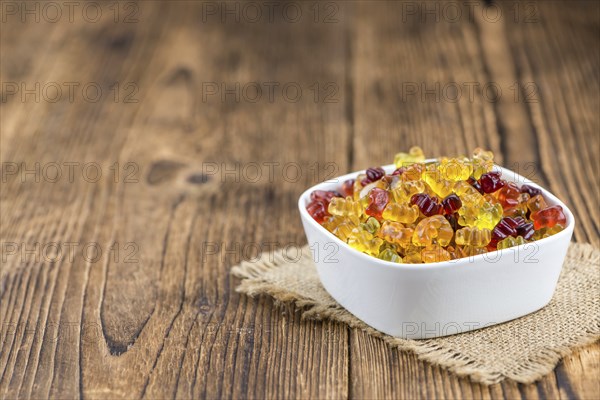 Heap of Gummy Bears (close-up shot, selective focus)