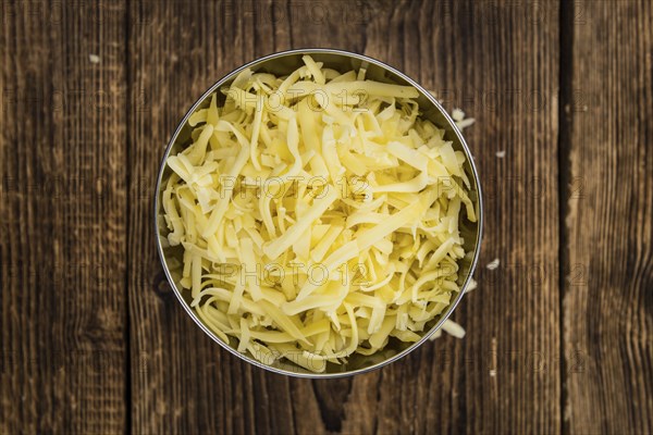 Fresh made Grated Cheese as detailed close-up shot