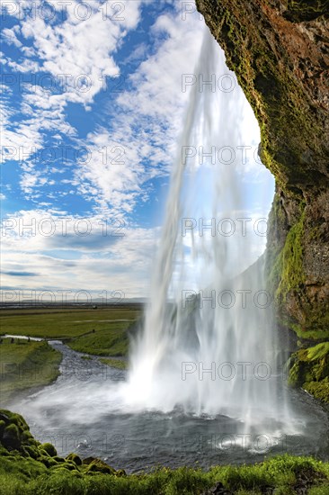 Seljalandsfoss waterfall in the southern part of Iceland during summertime