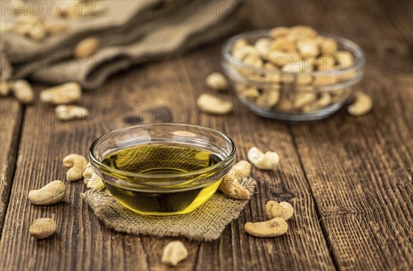 Portion of Cashew Oil (detailed close up shot, selective focus)