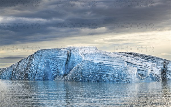 Spectacular sunset in the famous Jokulsarlon Glacier Lagoon Iceland