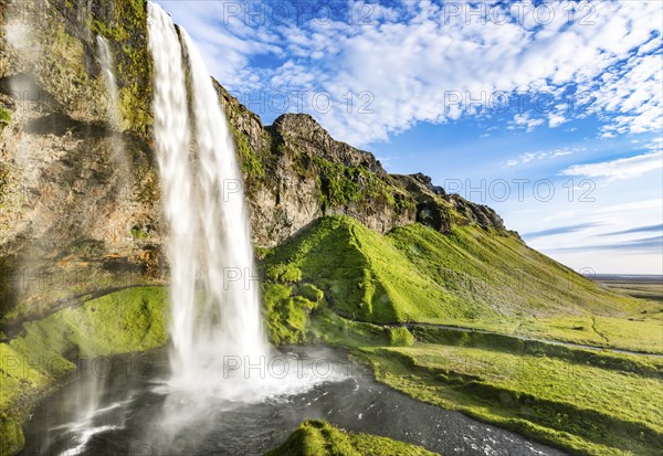 Seljalandsfoss waterfall in the southern part of Iceland during summertime