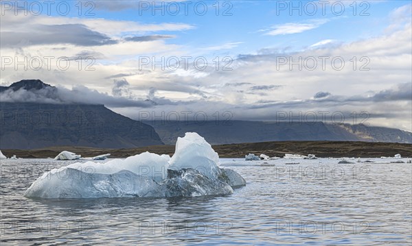 The famous Jokulsarlon Glacier Lagoon in the eastern part of Iceland during a cloudy day
