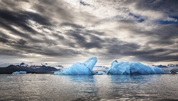 Famous Glacier Lagoon in Jokulsarlon Iceland during sunset