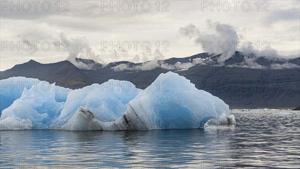 Jokulsarlon Glacier Lagoon in the eastern part of Iceland during a cloudy day