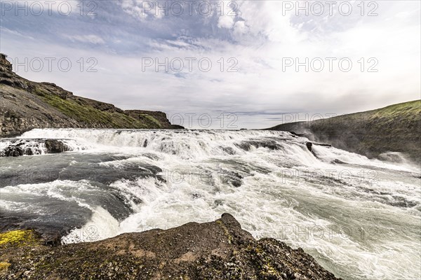 Gullfoss waterfall in Iceland along the golden circle at a summer day