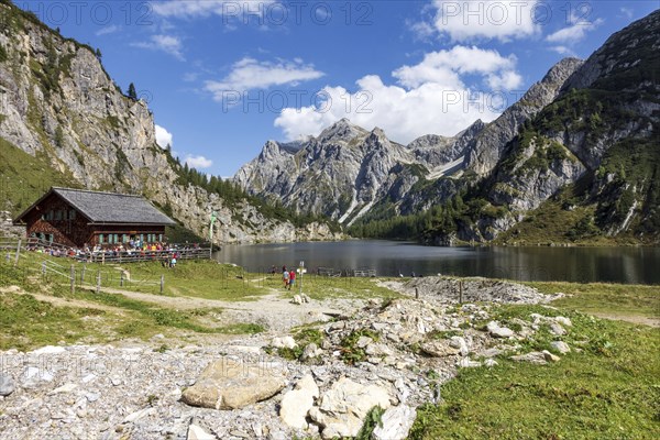 Tappenkarseehütte and Radstädter Tauern at Tappenkarsee, in Pongau, Salzburgerl Land, Austria,