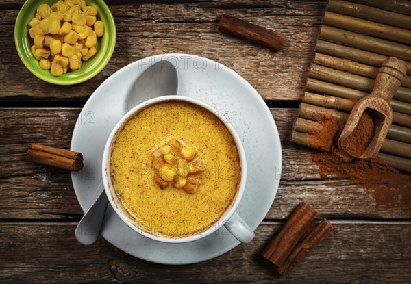 Corn Atole, beverage with maize, milk and cinnamon
