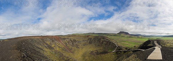 The Grabrok Volcano Crater in the western region of Iceland