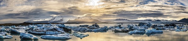 Famous Glacier Lagoon in Jokulsarlon Iceland during sunset