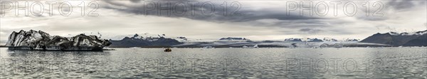 High resolution and detailed panorama shot from the Jokulsarlon Glacier Lagoon Iceland