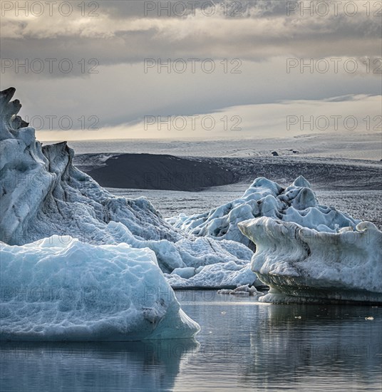 Spectacular sunset in the famous Jokulsarlon Glacier Lagoon Iceland