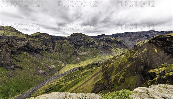 Breathtaking view from a hill next to Eyjafjallajokull Iceland in summer