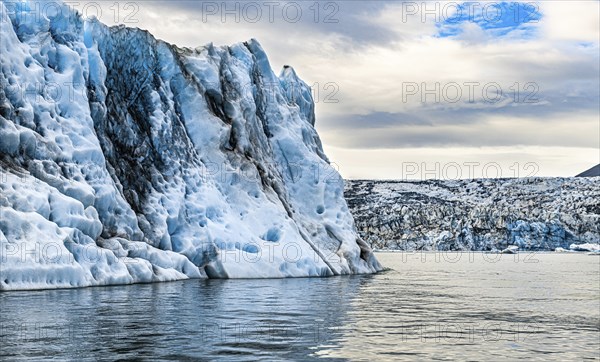 Blue icebergs in the Jokulsarlon Glacier Lagoon Iceland