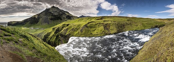Spectacular Skogafoss Waterfall in southern Iceland during a summer day
