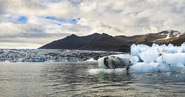 Blue icebergs in the Jokulsarlon Glacier Lagoon Iceland