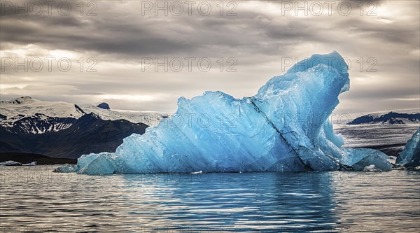 Spectacular sunset in the famous Jokulsarlon Glacier Lagoon Iceland
