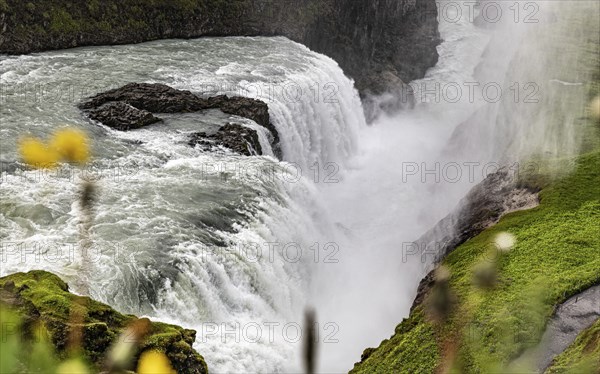 Gullfoss waterfall in Iceland along the golden circle at a summer day