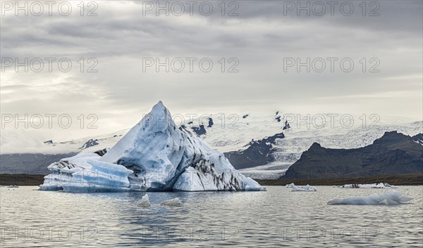 Jokulsarlon Glacier Lagoon in the eastern part of Iceland during a cloudy day