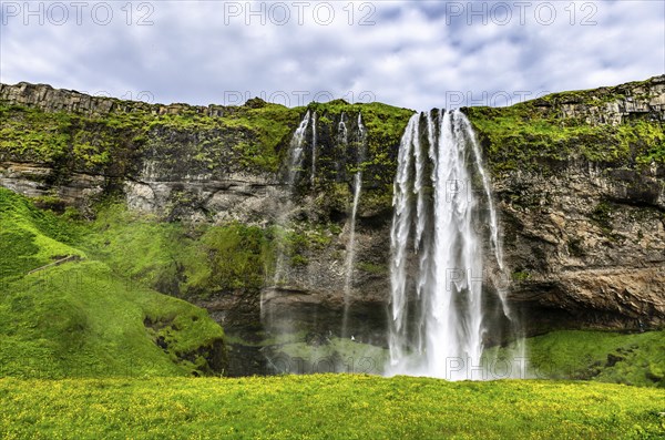 Seljalandsfoss waterfall in the southern part of Iceland during summertime