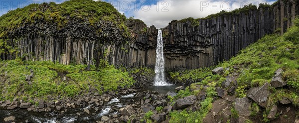 Hundafoss waterfall (on the way to Svartifoss waterfall) in the Skaftafell National Park, southern