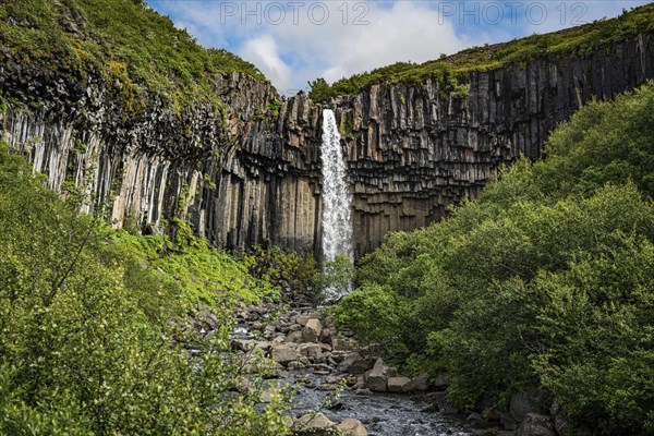Hundafoss waterfall (on the way to Svartifoss waterfall) in the Skaftafell National Park, southern
