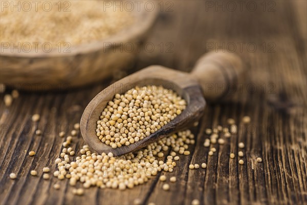 Portion of fresh made Mustard Seeds (close-up shot, selective focus)