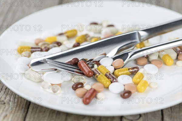Drugs prepared as meal (close-up shot, selective focus)