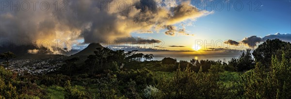 Sunset at Cape Town South Africa with dramatic clouds