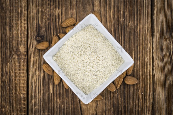 Some fresh Almond Flour (selective focus, close-up shot)